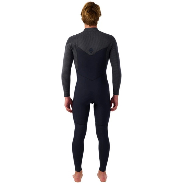 2025 O'Neill Mens Hyperfreak Wind 4/3+mm Chest Zip Wetsuit 5628 - Black / Hærdet Stål